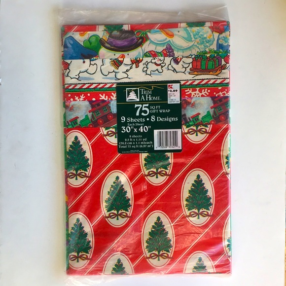 Vintage Holiday Vintage Christmas Gift Wrap Kmart Trim A Home 75 Sq